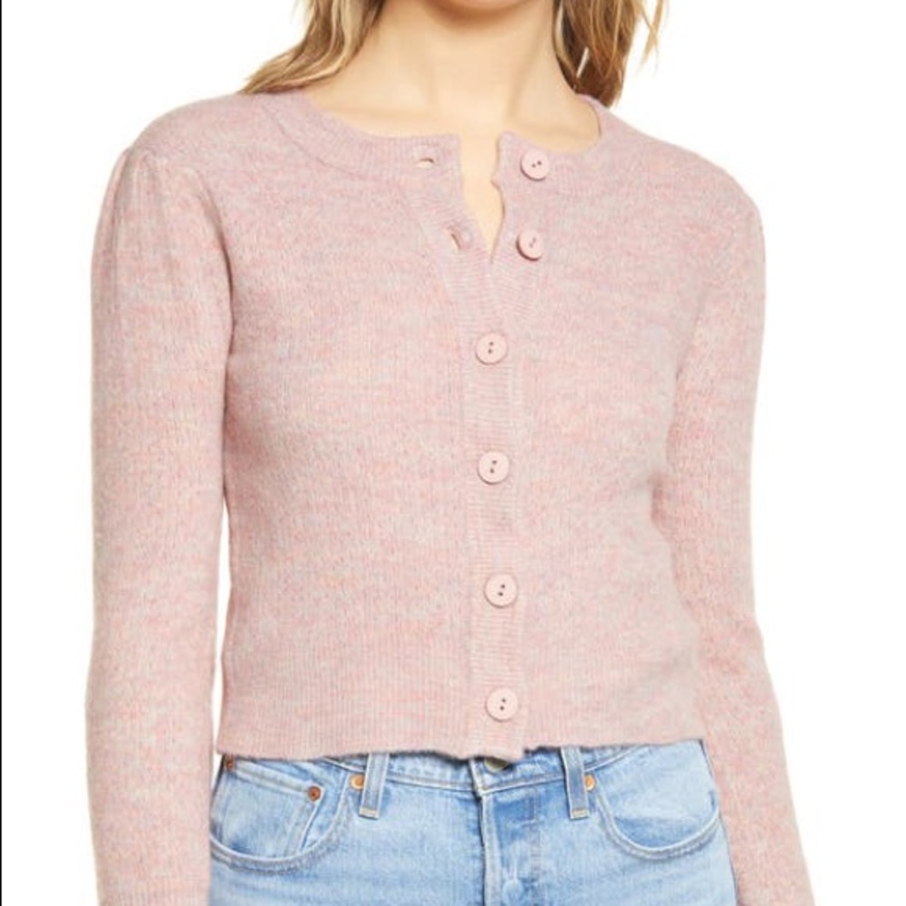 NWT WAYF Pointelle Cardigan in Blush Melange